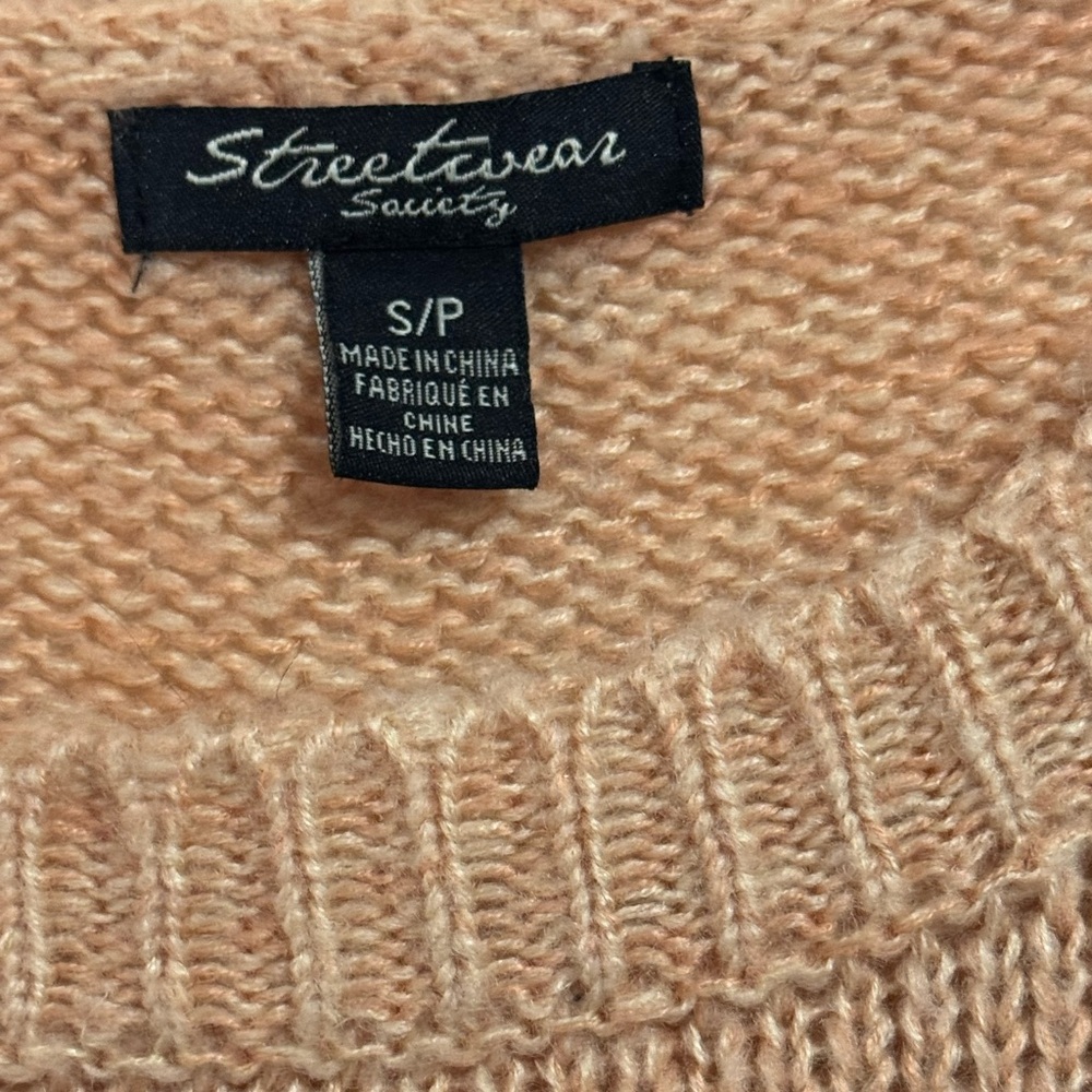 Streetwear Society Peach Panda Knit Sweater Small Cute Comfy Kawaii Long Sleeve - Picture 5 of 8